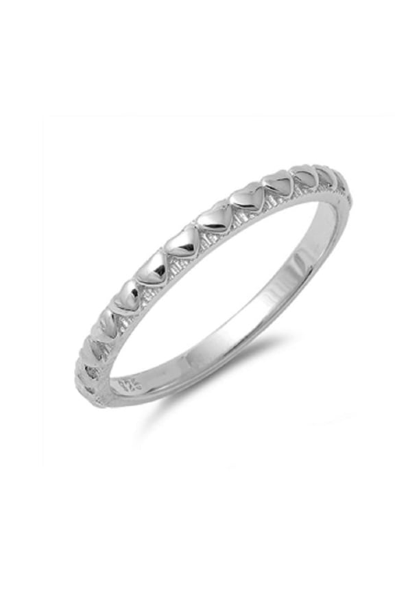 925 Sterling Silver Little Heart Stackable Designer Ring Size 9