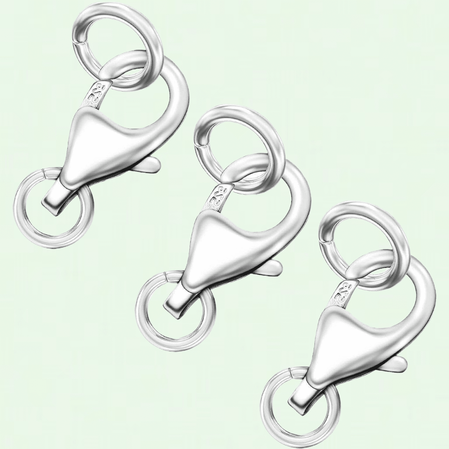 925 Sterling Silver Lobster Claw Clasp with Closed Jump Rings, Made in Italy