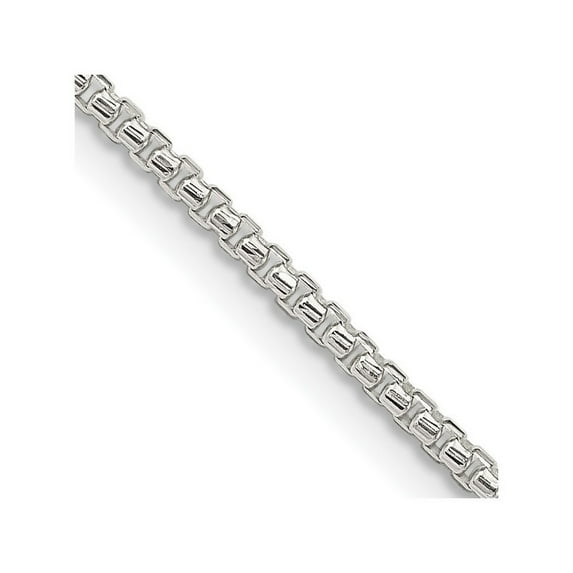 925 Sterling Silver Lobster Claw Closure 1.75mm Half Round Sparkle Cut Fancy Box Chain Necklace 24 Inch - Chain Necklace