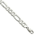 thumbnail image 1 of 925 Sterling Silver Lobster Claw Closure 9.5mm Polished Flat Figaro Chain Bracelet 8 Inch Link Bracelet for Women and Me, 1 of 2