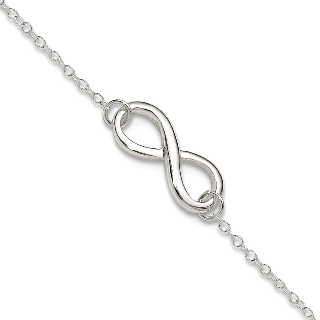 925 Sterling Silver Lobster Claw Closure Polished With 1in. Ext. Infinity Symbol Anklet 9 Inch Anklet for Women