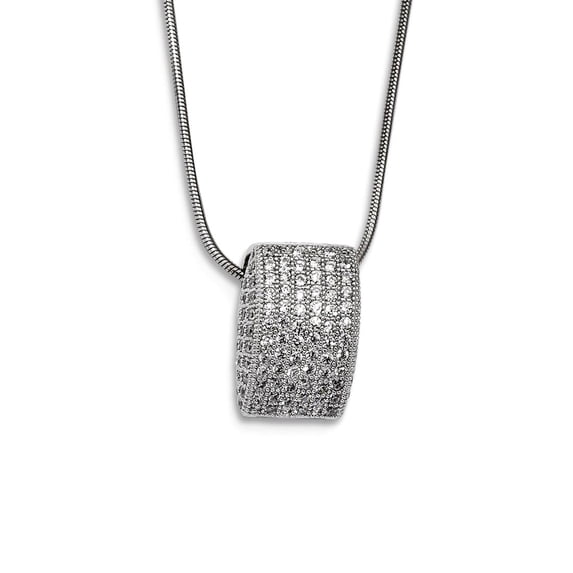 925 Sterling Silver Lobster Claw Closure and Cubic Zirconia Polished Fancy Necklace 18 Inch Pendant Necklace for Women