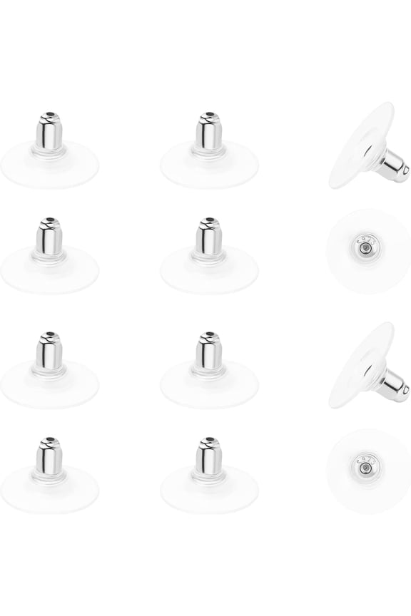925 Sterling Silver Locking Earring Backs Replacements for Diamond Studs,14K White Gold Plated Hypoallergenic Secure Earring Backs(6 Pairs) silver