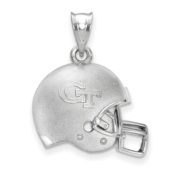 925 Sterling Silver LogoArt Georgia Institute of Tech 3D Football helmet With Logo; for Adults and Teens; for Women and Men