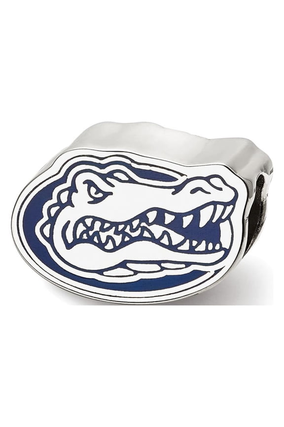 925 Sterling Silver LogoArt University of Florida Gator Head Enameled Logo Bead; for Adults and Teens; for Women and Men