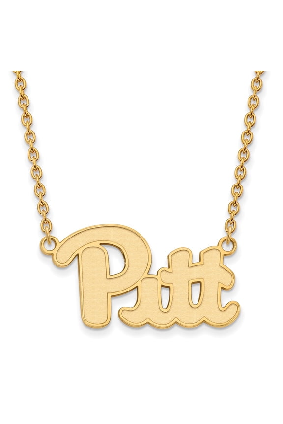 925 Sterling Silver LogoArt University of Pittsburgh Large Pendant With Necklace; for Adults and Teens; for Women and Men