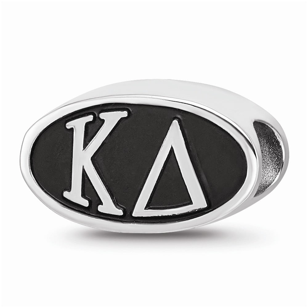 925 Sterling Silver Logoart Kappa Delta Oval Letters Bead; for Adults and Teens; for Women and Men