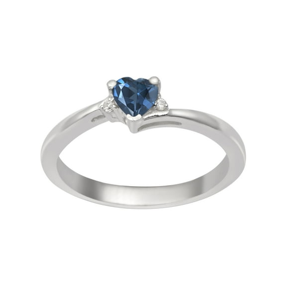 925 Sterling Silver London Blue Topaz 4mm Heart Shape Dainty Valentines Day Gifts Ring