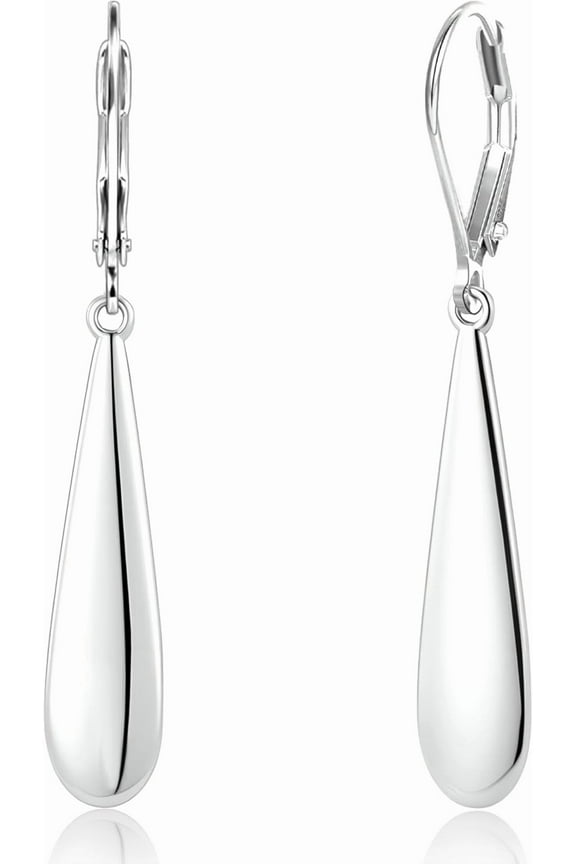 925 Sterling Silver Long Teardrop Dangle Earrings for Women Hypoallergenic Drop Leverback Earrings Trendy Silver Long Teardrop Dangle Earings for Jewelry Gifts