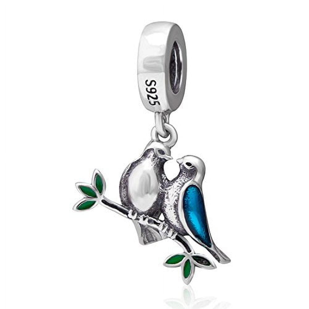 LAMOONY CHARM 925 Sterling Silver Love Bird Charm Wife Husband Charm Pet Charm Anniversary Charm Valentine Charm for Pandora Charms Bracelet