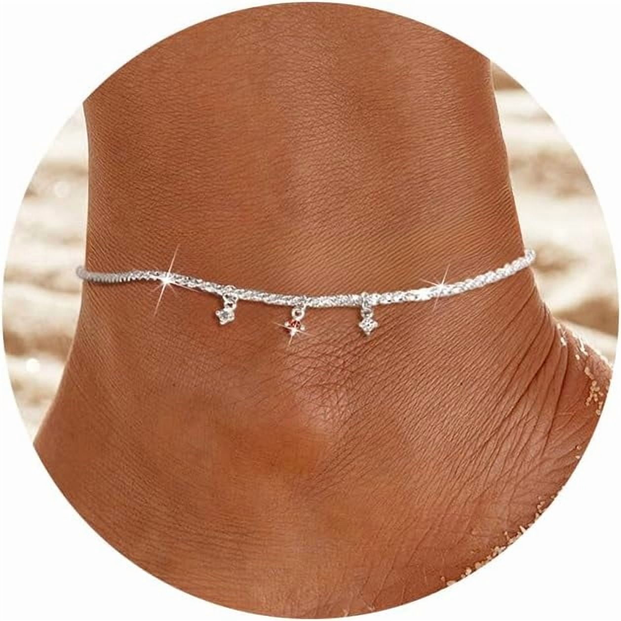 925 Sterling Silver Love Heart Anklets Bracelets for Women 14k Gold Plated Birthstone Twist Rope Sparkly Charm Chain Waterproof Summer Foot Beach Ankle Jewelry Gifts for Mom Daughter