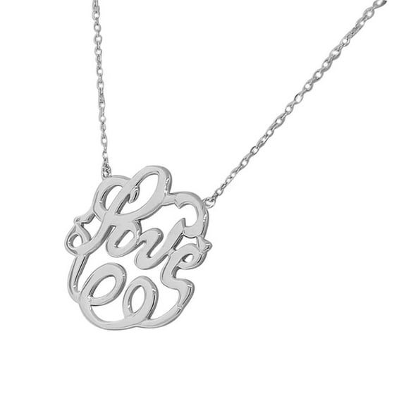 925 Sterling Silver Love Heart Circle Charm Pendant Necklace, Sterling Silver