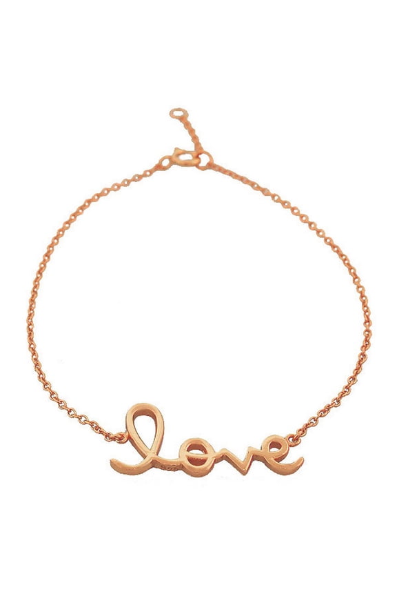 925 Sterling Silver Love Heart Inscription Chain Bracelet with Clasp