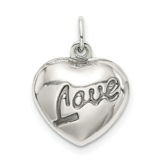925 Sterling Silver Love Puffed Heart Charm Pendant