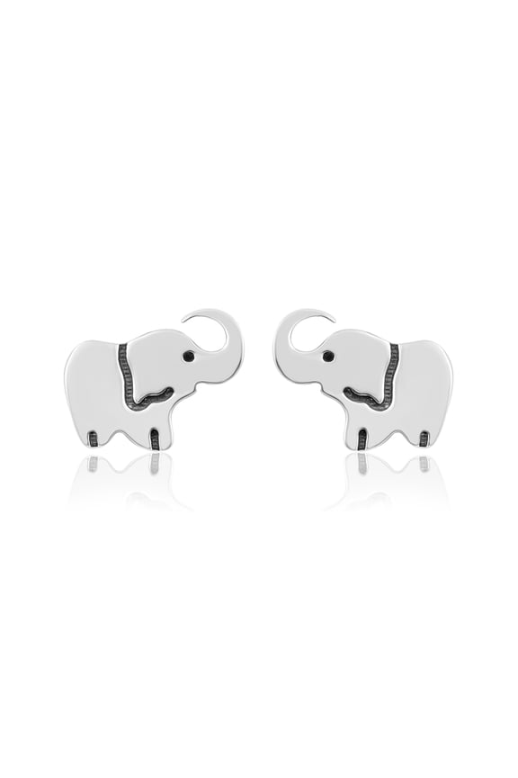 925 Sterling Silver Lovely Elephant Women Stud Mother's Day Gift Earrings Animal Jewelry