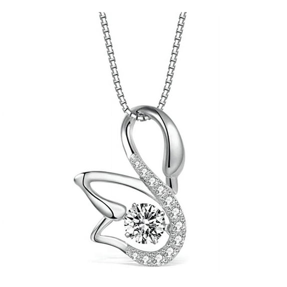 925 Sterling Silver Lovely Swan Cute Animal Pendant Necklace with 18" Sterling Silver Box Chain Anniversary, Birthday, Christmas, Engagement, Graduation, Mother's Day