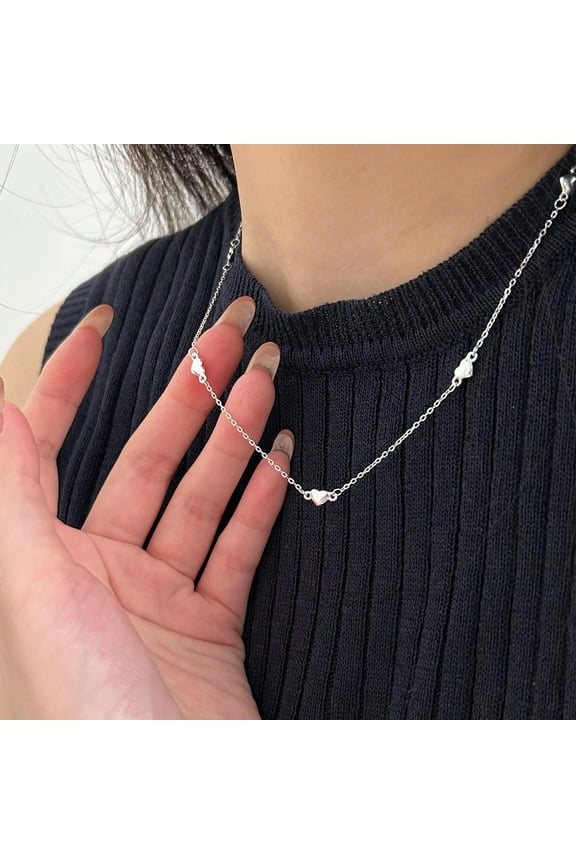 925 Sterling Silver Loving Heart Necklace Simple Temperament Internet Celebrity Necklace