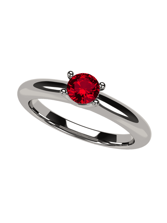 925 Sterling Silver Lucita Solitaire Birthstone Ring w/ Simulated Birthstone - January - Size 7