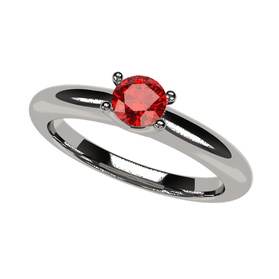 925 Sterling Silver Lucita Solitaire Birthstone Ring w/ Simulated Birthstone - July - Size 5