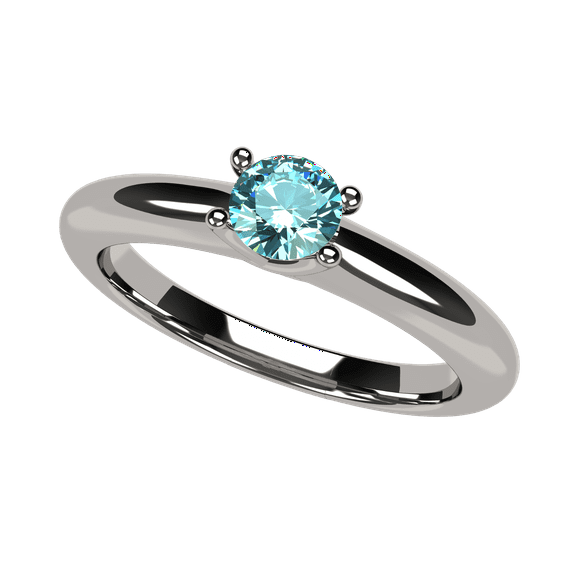 925 Sterling Silver Lucita Solitaire Birthstone Ring w/ Simulated Birthstone - March - Size 7.5