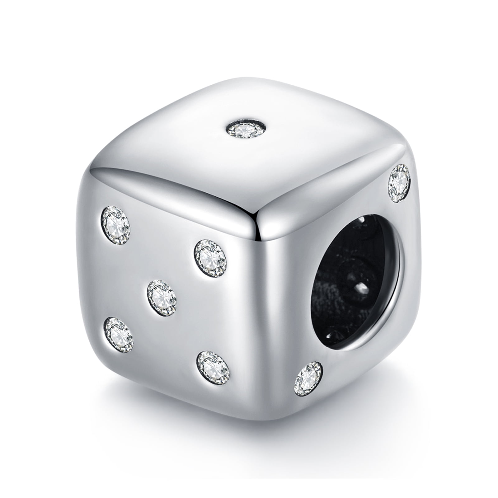 NINGAN 925 Sterling Silver Lucky Dice Charm for Women Pandora Charm Bracelet & Necklaces