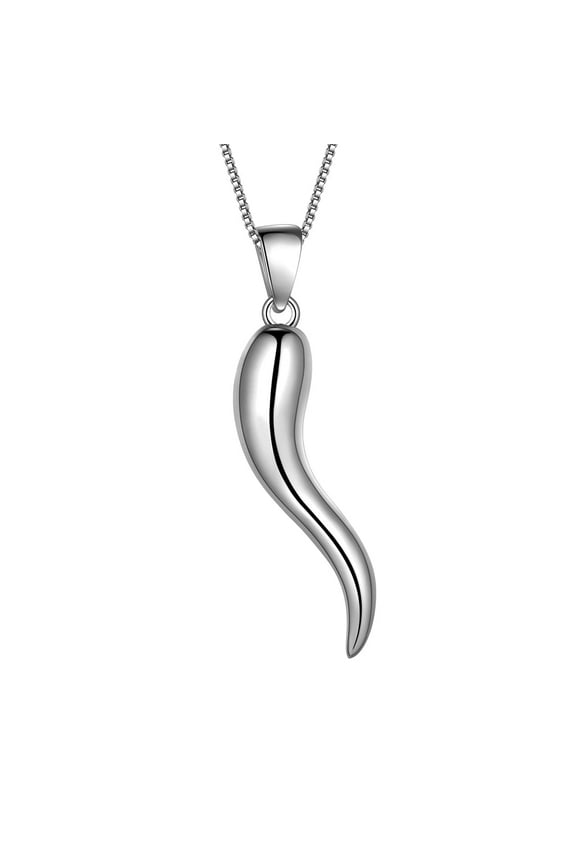 925 Sterling Silver Italian Horn Necklace for Women Men Cornicello Necklace Pendant Talisman Amulet Jewelry Fathers Day Gift for Dad