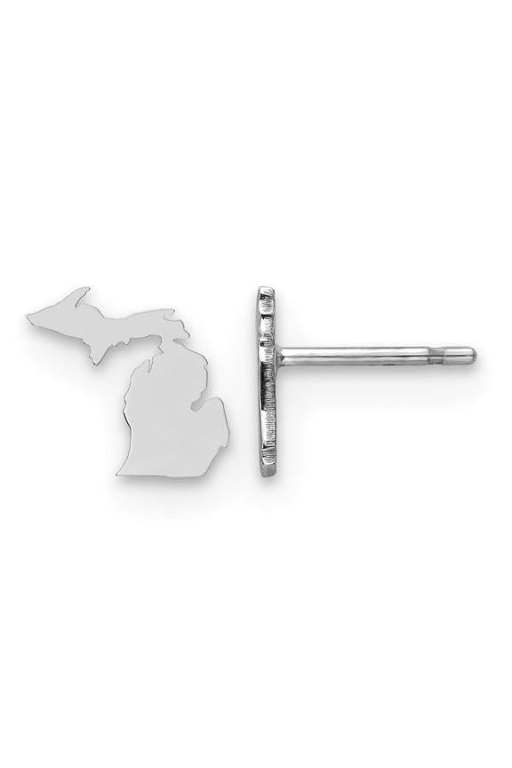 925 Sterling Silver MI Small State Earring