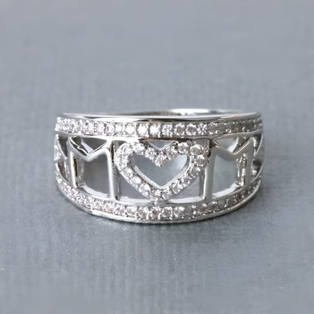 925 Sterling Silver MOM Letter Diamond Mummy Band Rings