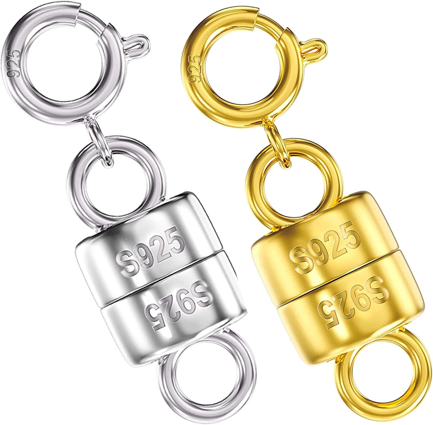 925 Sterling Silver Magnetic Necklace Clasps and Closures,Gold and Silver Magnetic Clasp Converter for Jewelry Making Supplies,Chain Extender Connector for Small Necklace Bracelet