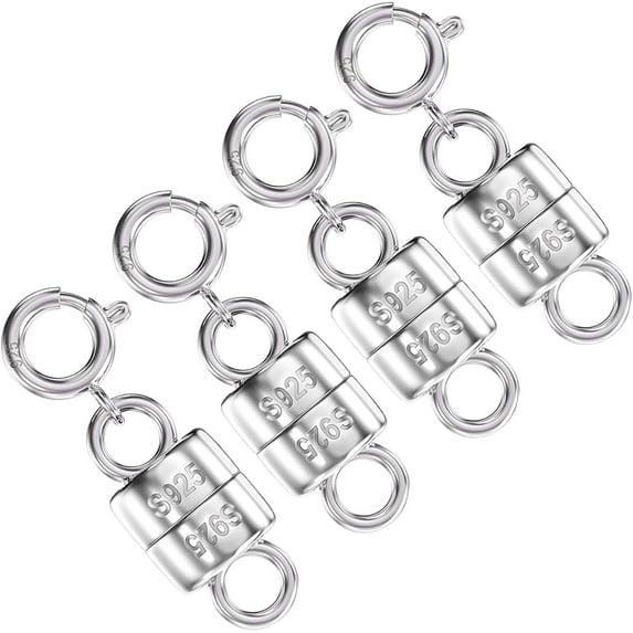 925 Sterling Silver Magnetic Necklace Clasps and Closures,Gold and Silver Magnetic Clasp Converter for Jewelry Making Supplies,Chain Extender Connector for Small Necklace Bracelet