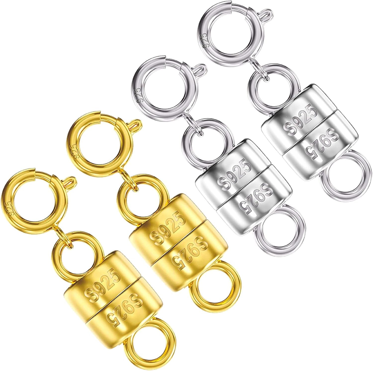 925 Sterling Silver Magnetic Necklace Clasps and Closures,Gold and Silver Magnetic Clasp Converter for Jewelry Making Supplies,Chain Extender Connector for Small Necklace Bracelet