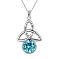 thumbnail image 1 of 925 Sterling Silver Celtic Knot Necklace for Women March Birthstone Aquamarine Blue Gemstone Trinity Triquetra Irish Pendant Jewelry Birthday Gift Hipunk, 1 of 8