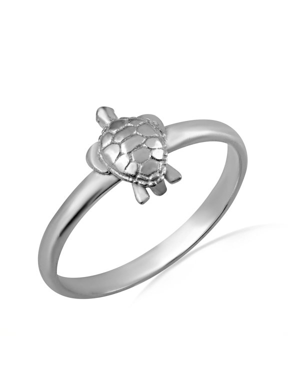 925 Sterling Silver Marine Sea Turtle Ring (Size 9)