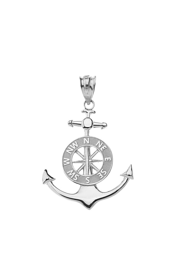 925 Sterling Silver Mariner's Anchor Compass Charm Pendant Necklace (PENDANT ONLY)