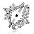 thumbnail image 1 of 925 Sterling Silver Marquise CZ Diamond Wedding Band Ring Guard Enhancer, Double Engagement Band Guards for Halo (size 5), 1 of 7
