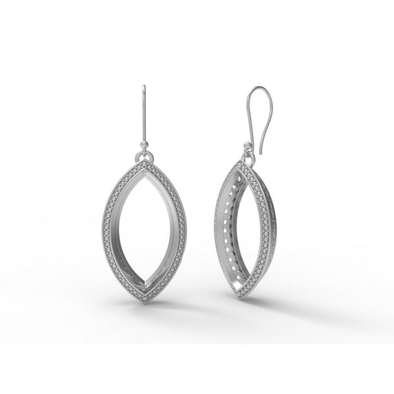 925 Sterling Silver Marquise Shape Beaded Hollow Dangle Drop Valentines Day Gifts Women Earrings