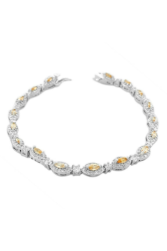 925 Sterling Silver Marquise White Multicolor CZ Classic Tennis Bracelet