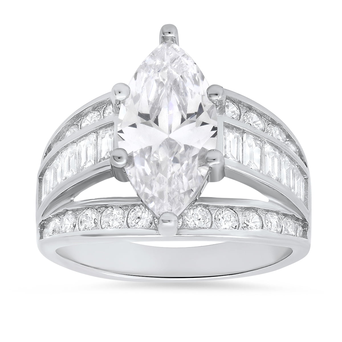 Uloveido Set Di 2 Anelli Impiabili In Argento 925 Con Zirconia Cubica Taglio Smeraldo E Rotondo – Gioiello Regalo Per Fidanzamento O Matrimonio