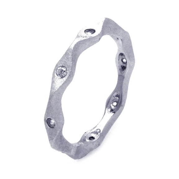 925 Sterling Silver Matte Finish Stackable Clear CZ Octagon Ring White Jewelry Female Size 8