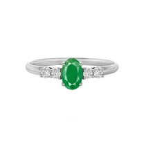 925 Sterling Silver May Birthstone Gemstone Solitaire With Accents Ring