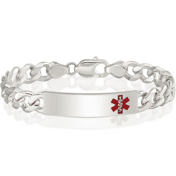 925 sterling silver medical alert curb link name bar identification id bracelet