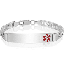 925 Sterling Silver Medical Alert ID Anchor Mariner Link Chain Bracelet