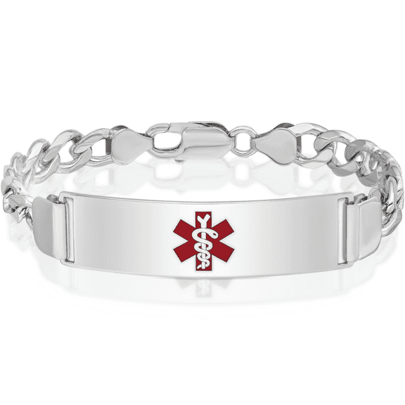 925 sterling silver medical alert id curb link chain bracelet