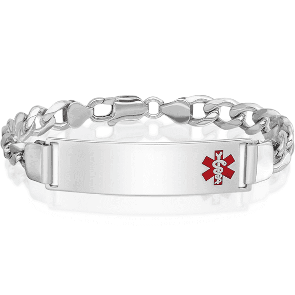 925 sterling silver medical alert id curb link chain bracelet
