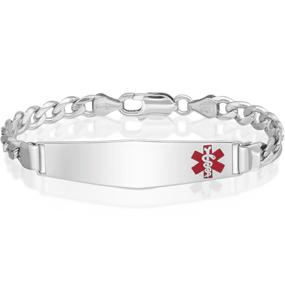 925 sterling silver medical alert id curb link chain bracelet