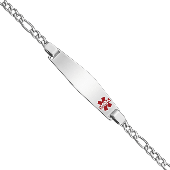 ICE CARATS 925 Sterling Silver 4mm Thick Figaro Chain Medical Alert ID Bracelet - 7 inch - Polished, Engravable Adult
