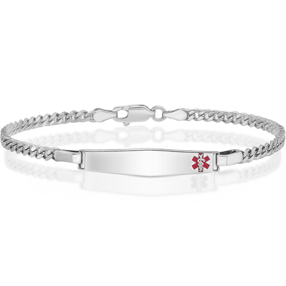 925 sterling silver medical alert id curb link chain bracelet