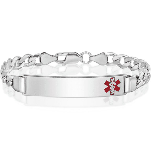 925 sterling silver medical alert id curb link chain bracelet