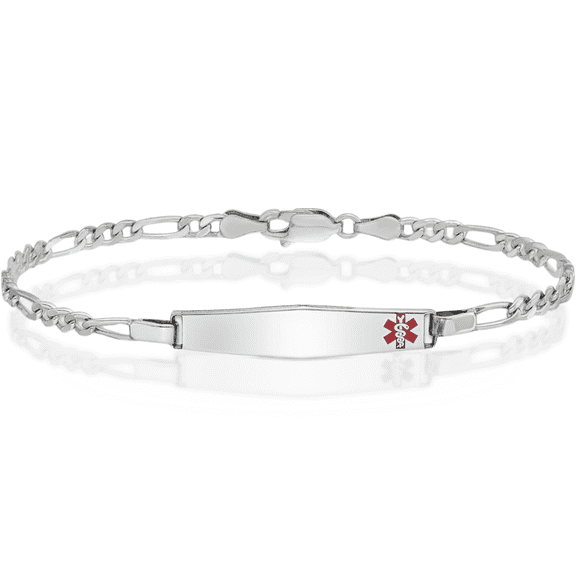 925 sterling silver medical alert id figaro link chain bracelet