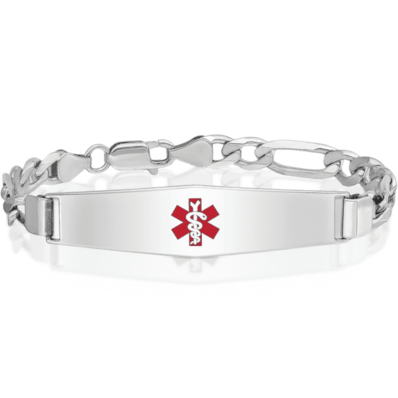 925 sterling silver medical alert id figaro link chain bracelet